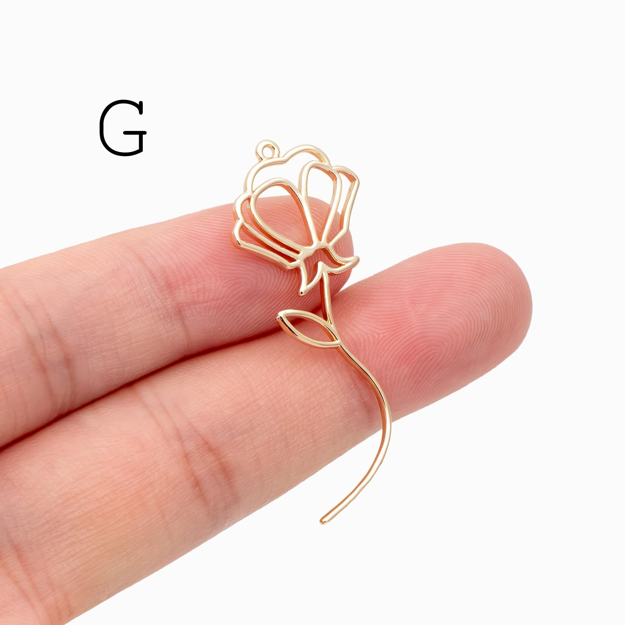 10pcs Gold Flower Leaf Charms, 18K Gold plated Brass, Dainty Earring Pendants (GB-4425)